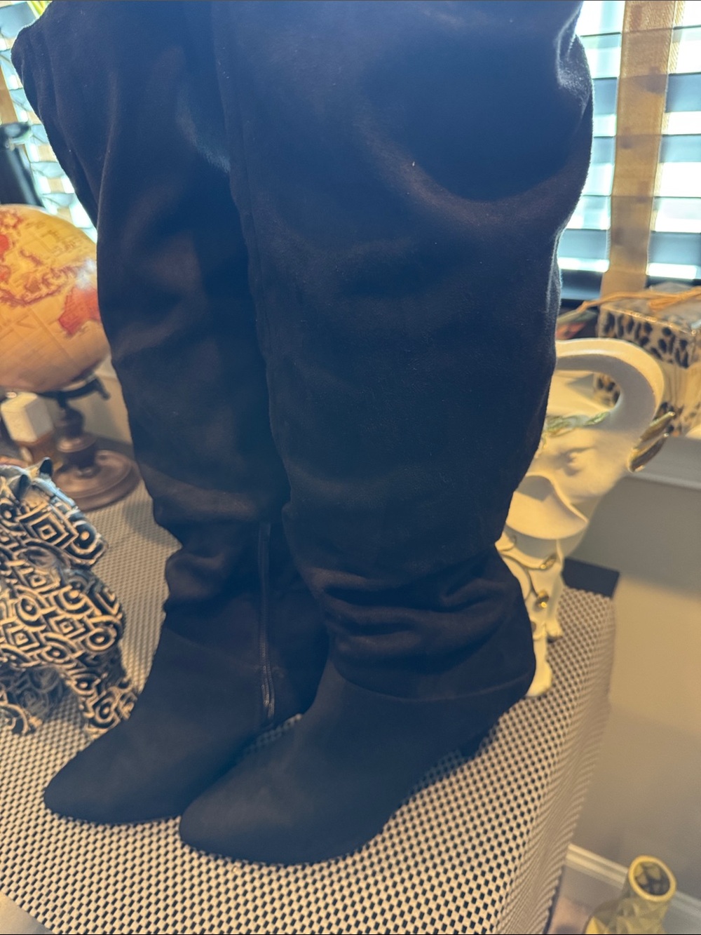 Women's Express Black Knee-High Suede-like Slouch Boots, size 10, worn once